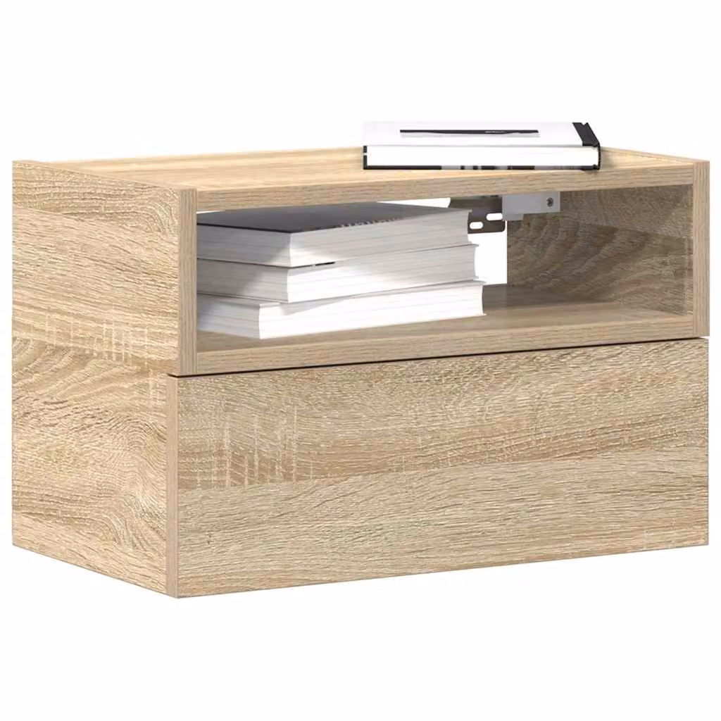 Comodino a muro vidaXL in Rovere Sonoma, L 45 x P 26 x H 28,5 cm