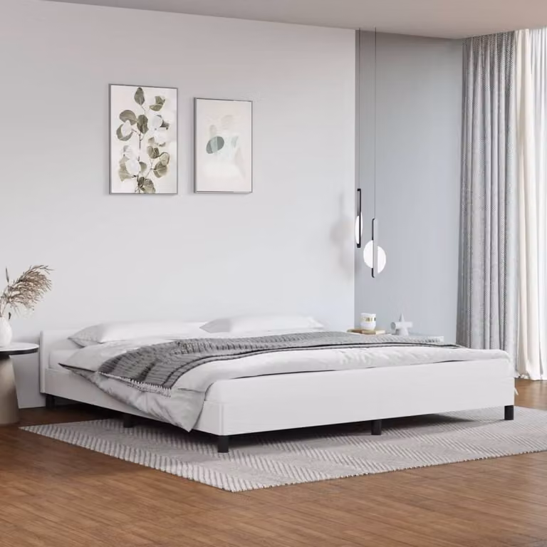 The Living Store Struttura letto con testiera bianca 200x200 cm in ecopelle