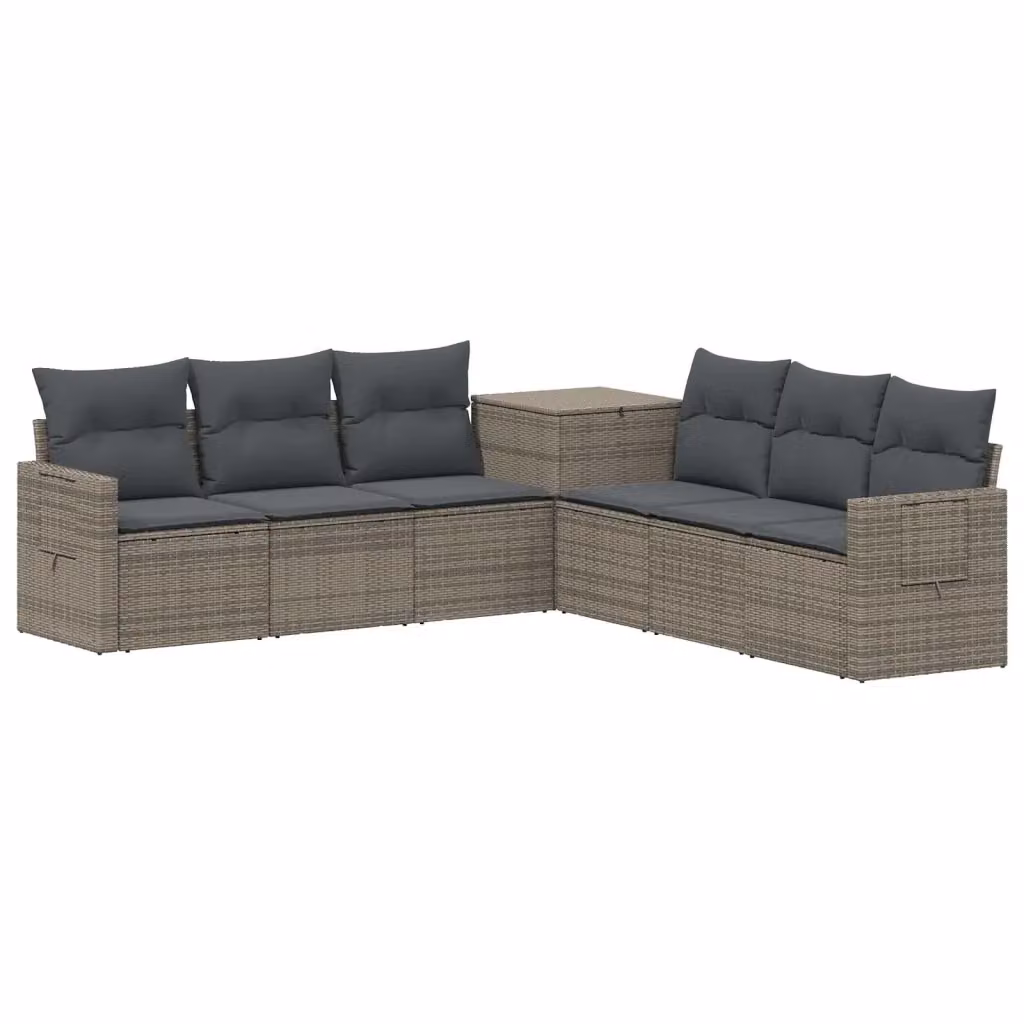Set di divani da giardino vidaXL in polyrattan grigio e antracite con 7 pezzi e cuscini inclusi – 2