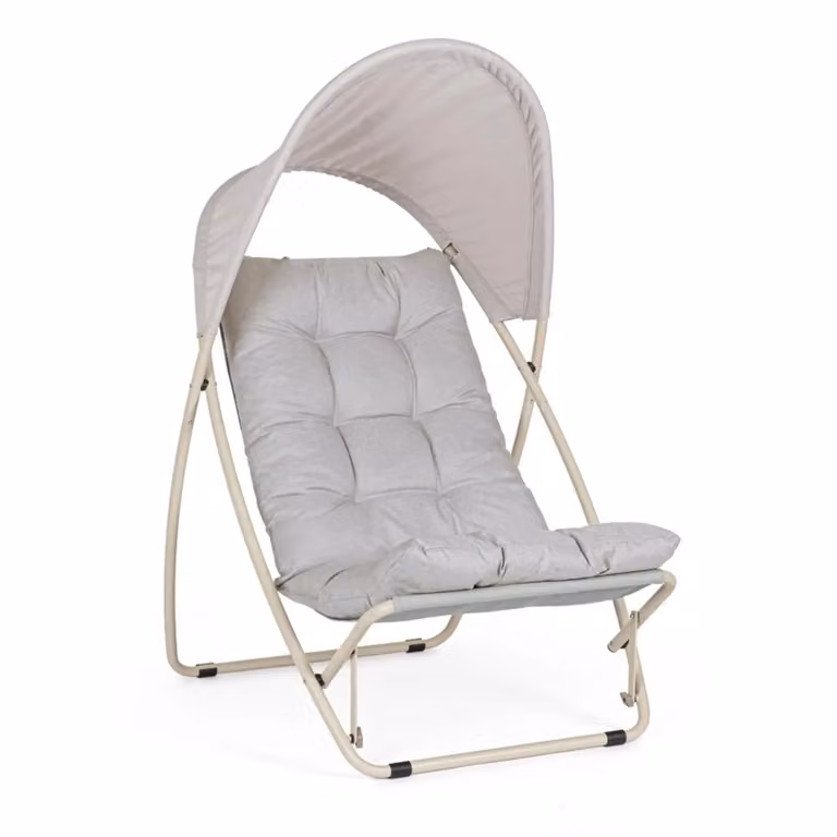 Poltrona lounge DEIA in acciaio beige e textilene tortora