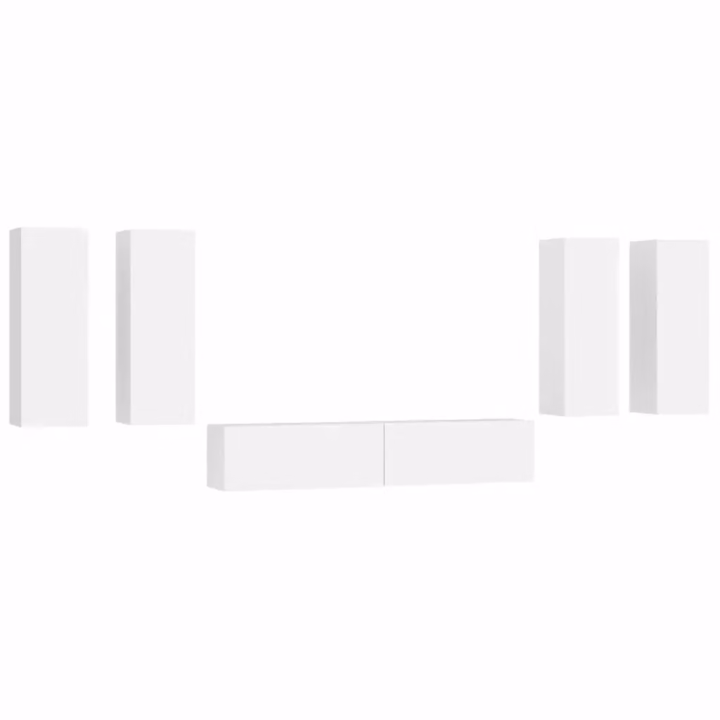 vidaXL Set di Mobili Porta TV 6 pz Bianco in Legno e MDF per Soggiorno L: 80 cm, P: 30 cm, H: 30 cm – 2