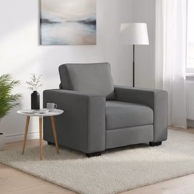 Poltrona-Divano Sedia-Poltroncina Grigio Scuro 100x77x82 cm in Tessuto