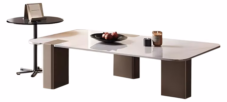 Set di tavolini da caffè beige, eleganti per il soggiorno, robusti e adatti come tavolini laterali