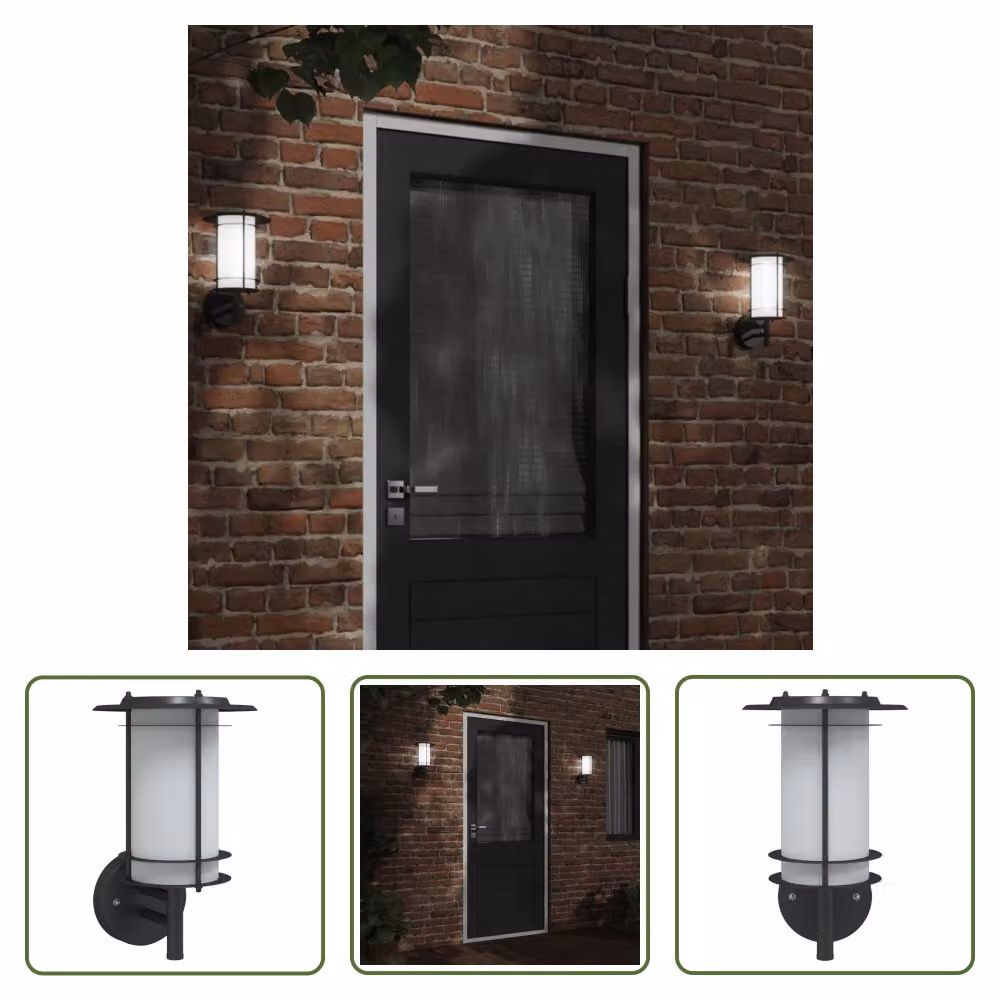 The Living Store Applique da esterno in acciaio inox nero