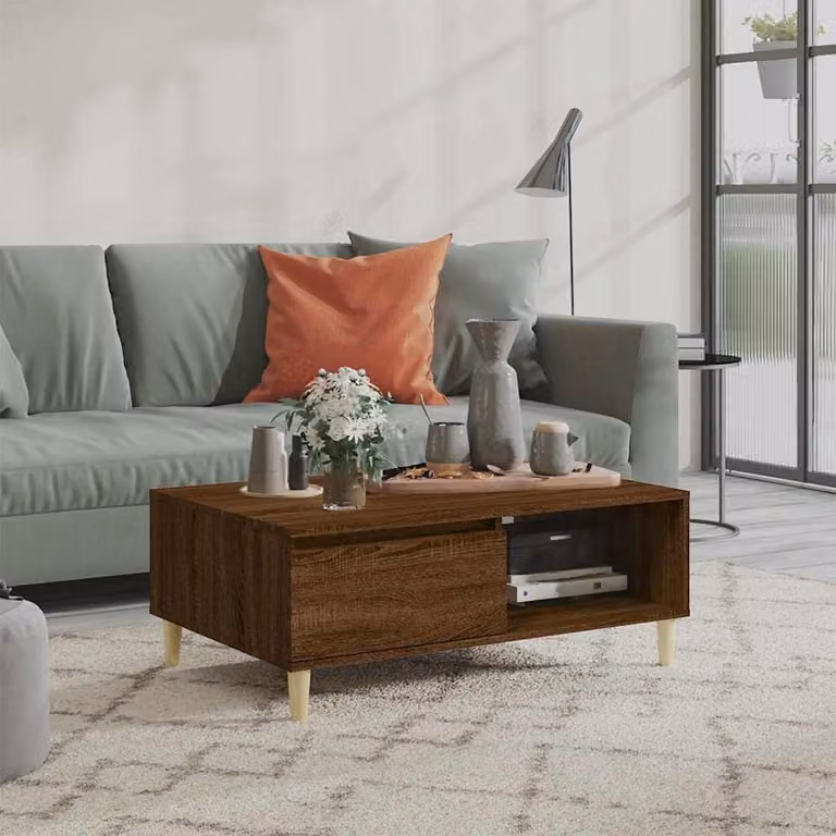 Tavolino da salotto vidaXL in legno marrone stile scandinavo L 90 cm x P 60 cm x H 35 cm