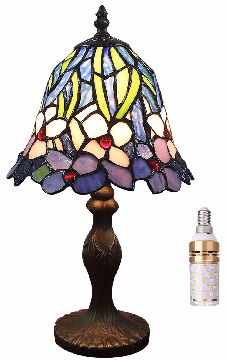 Lampada da tavolo Tiffany lampada da comodino - Paralume in vetro colorato - 17,5 cm di larghezza - 36 cm di altezza - Stile vintage