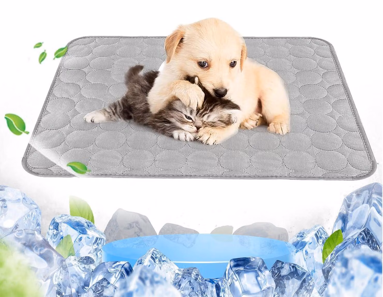 Tappetino refrigerante per cani e gatti, colore argento ghiaccio, grigio, dimensioni 100 x 70 cm