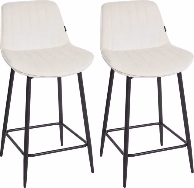 Set di 2 sedie da bar BELIANI in velluto beige con gambe in metallo nero per soggiorno e cucina