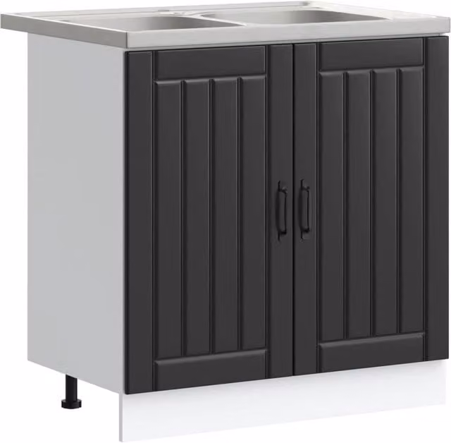 Mobiletto per Lavabo | Armadio Lavabo Lucca 2 pz Nero Legno multistrato