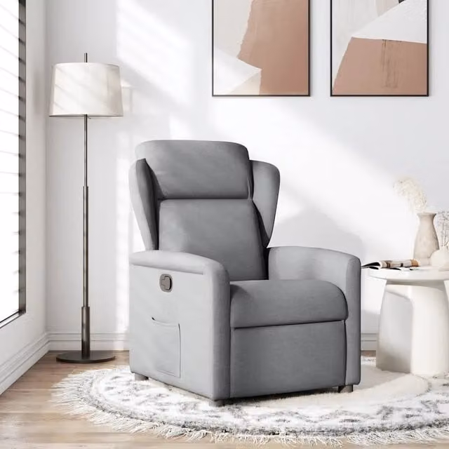 Poltrona Reclinabile Relax vidaXL in Tessuto Grigio con Braccioli e Regolazione Manuale – 1