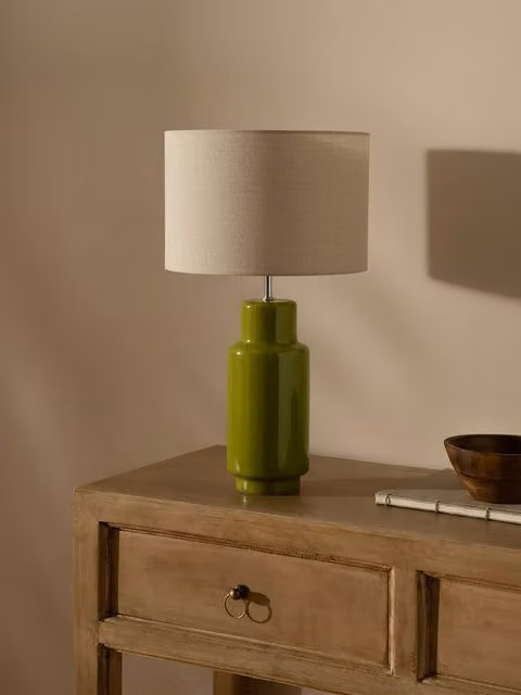 Lisbon lampada da tavolo in ceramica verde e beige Kenay Home H: 35 cm, L: 35 cm, P: 56 cm