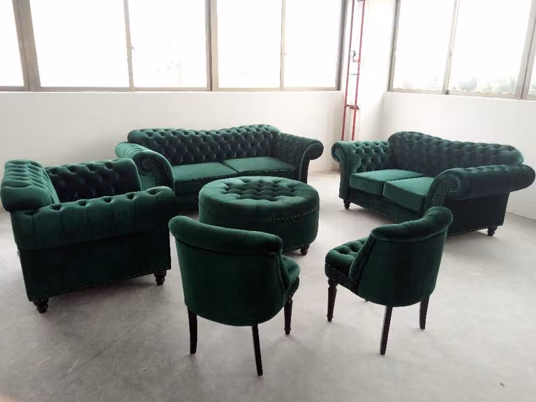 Design Chesterfield Sofagarnitur 6 Teiliges Set Sessel Hocker Couch Polster
