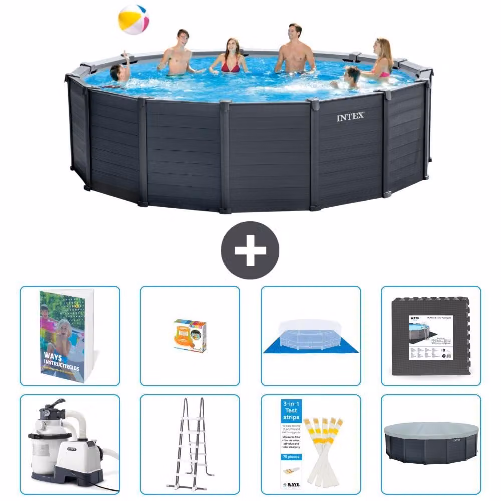Pannello per piscina in grafite, modello Rund - 478x124 cm - composto da 7 elementi, serie S525