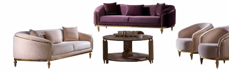Sofagarnitur Wohnzimmer Set Sofa 3+3+1+1 Sitzer Polster Beige 4tlg Modern Möbel