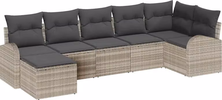 Set Divano da Giardino con cuscino 7 pcs Grigio chiaro