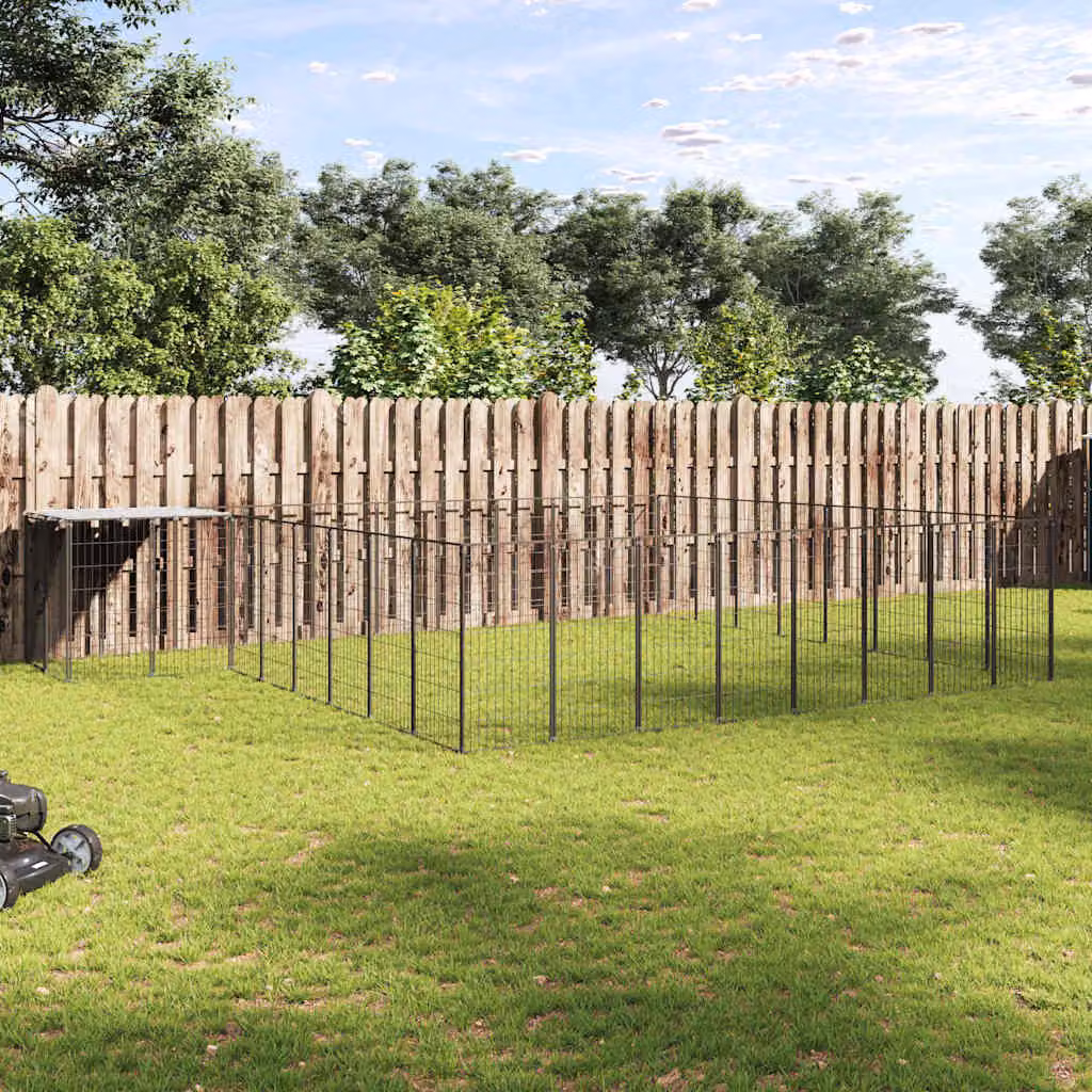vidaXL Gabbia per Cani in Acciaio Nera per Giardino