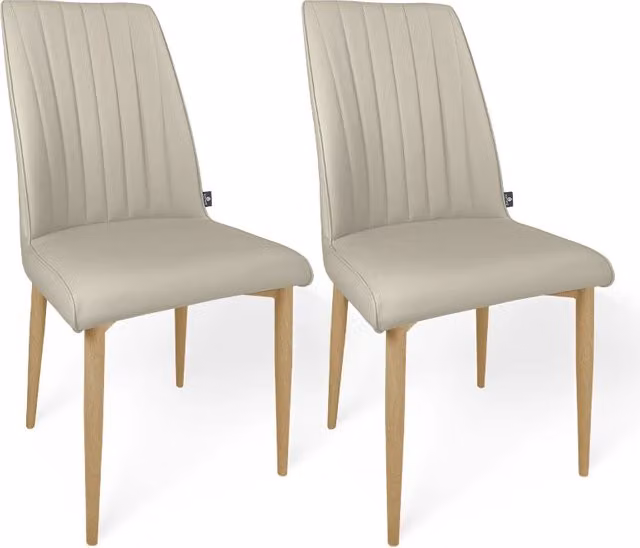 Set di 2 sedie da pranzo Samira in ecopelle beige con struttura moderna per soggiorno o ufficio in casa