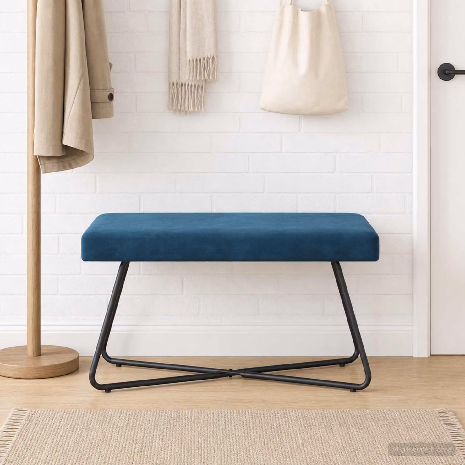 Panchina moderna vidaXL in velluto blu L: 80 cm, P: 40 cm, H: 45 cm