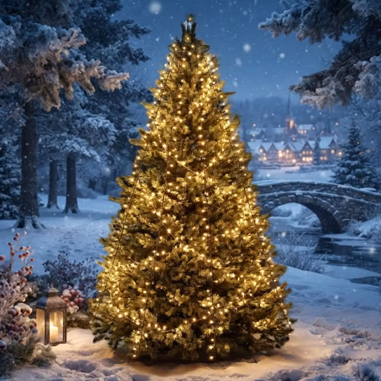 Albero di Natale e bandiera illuminati a LED, catena luminosa con 400 LED, lunghezza 800 cm, per uso esterno