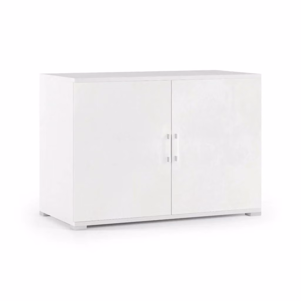 Armadio Multiuso Serafinito DMORA con 2 Ante e Ripiano, Bianco Opaco, L: 90 cm, P: 45 cm, H: 66 cm – 2