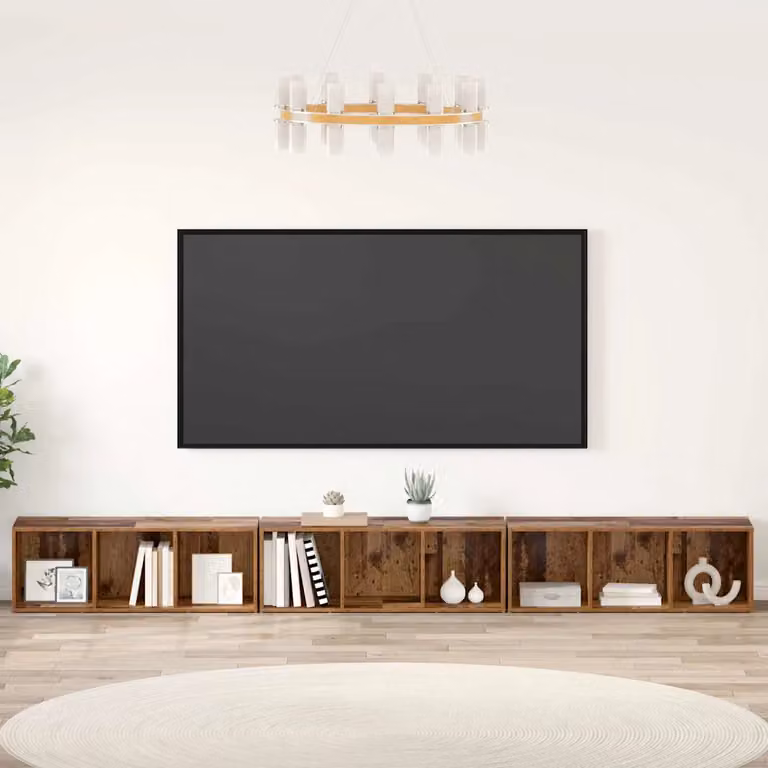 Set mobile TV 3 pezzi vidaXL in legno effetto rovere marrone stile rustico L/P/H: 37 x 35 x 107 cm