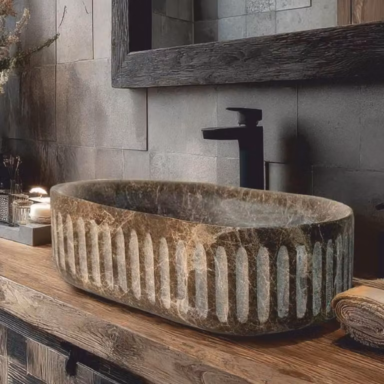 Casa Padrino Lavabo in marmo marrone 58 cm - Accessori per il bagno