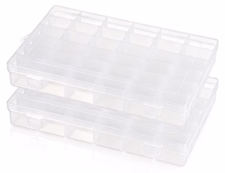 Contenitore organizzatore, 2 pezzi, 36 scomparti, impilabile, per articoli da hobby e artigianato