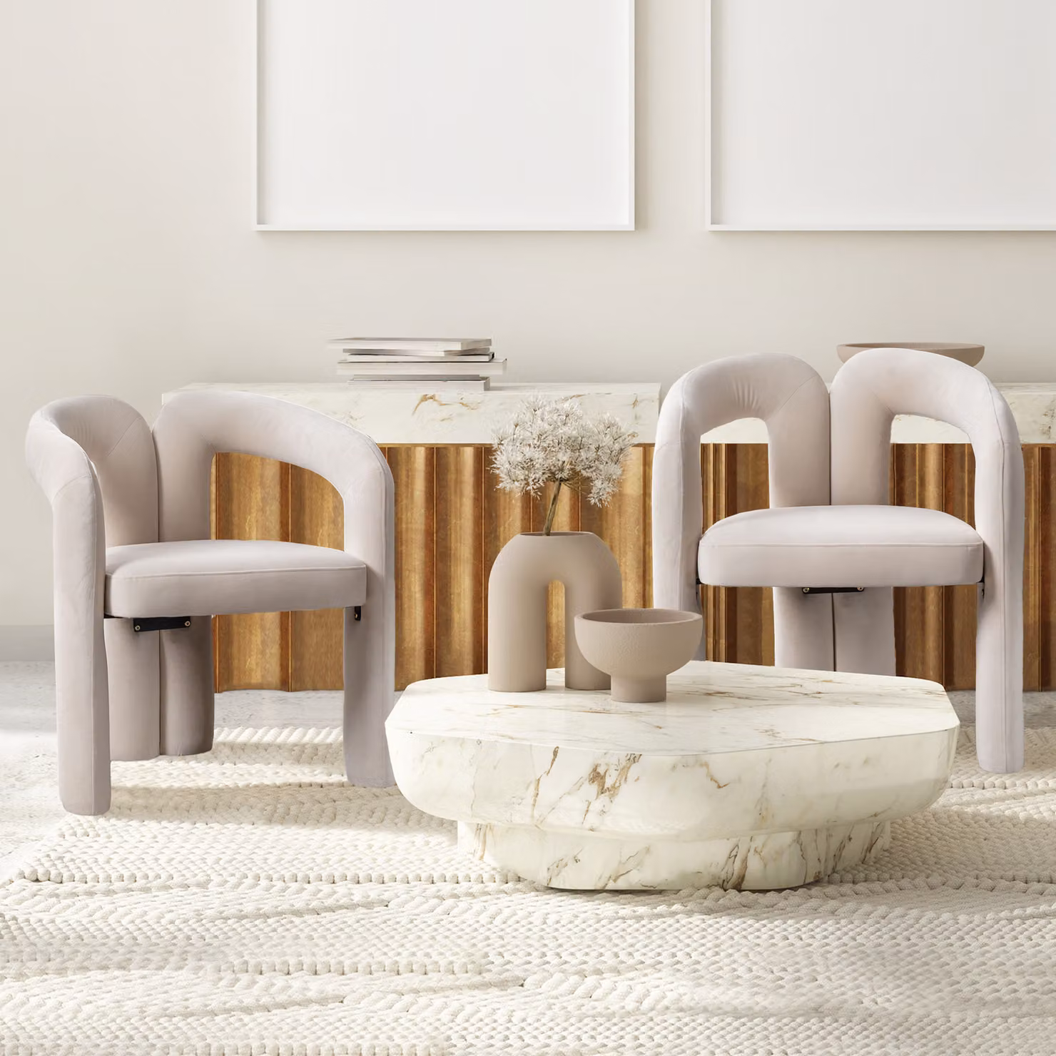 okwish Sedie da pranzo Sedie imbottite 2 pezzi, Sedie imbottite decorative/Sedie da pranzo/Sedie laterali per soggiorno e camera da letto, velluto, beige