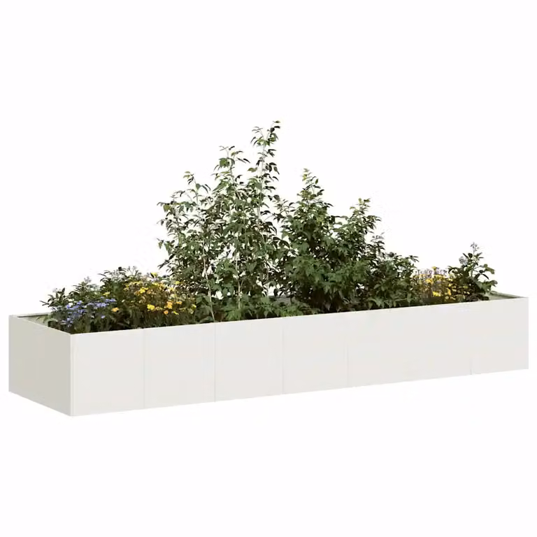 Fioriera bianca vidaXL in acciaio per orto e giardino L: 280 cm, P: 80 cm, H: 40 cm