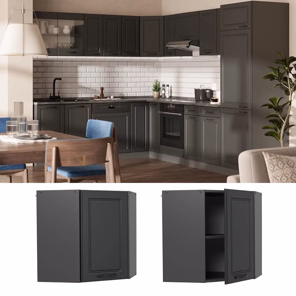 Mobile angolare da cucina R-Line Vicco colore Antracite opaco con finitura rustica, L: 57 cm, H: 60 cm, P: 31 cm – 2