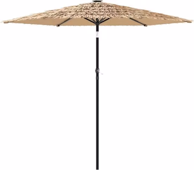 Ombrellone da giardino con palo in acciaio marrone 268 x 268 x 226 cm protezione UV e pioggia meccanismo a manovella stile contemporaneo poliestere marrone 02_0056396