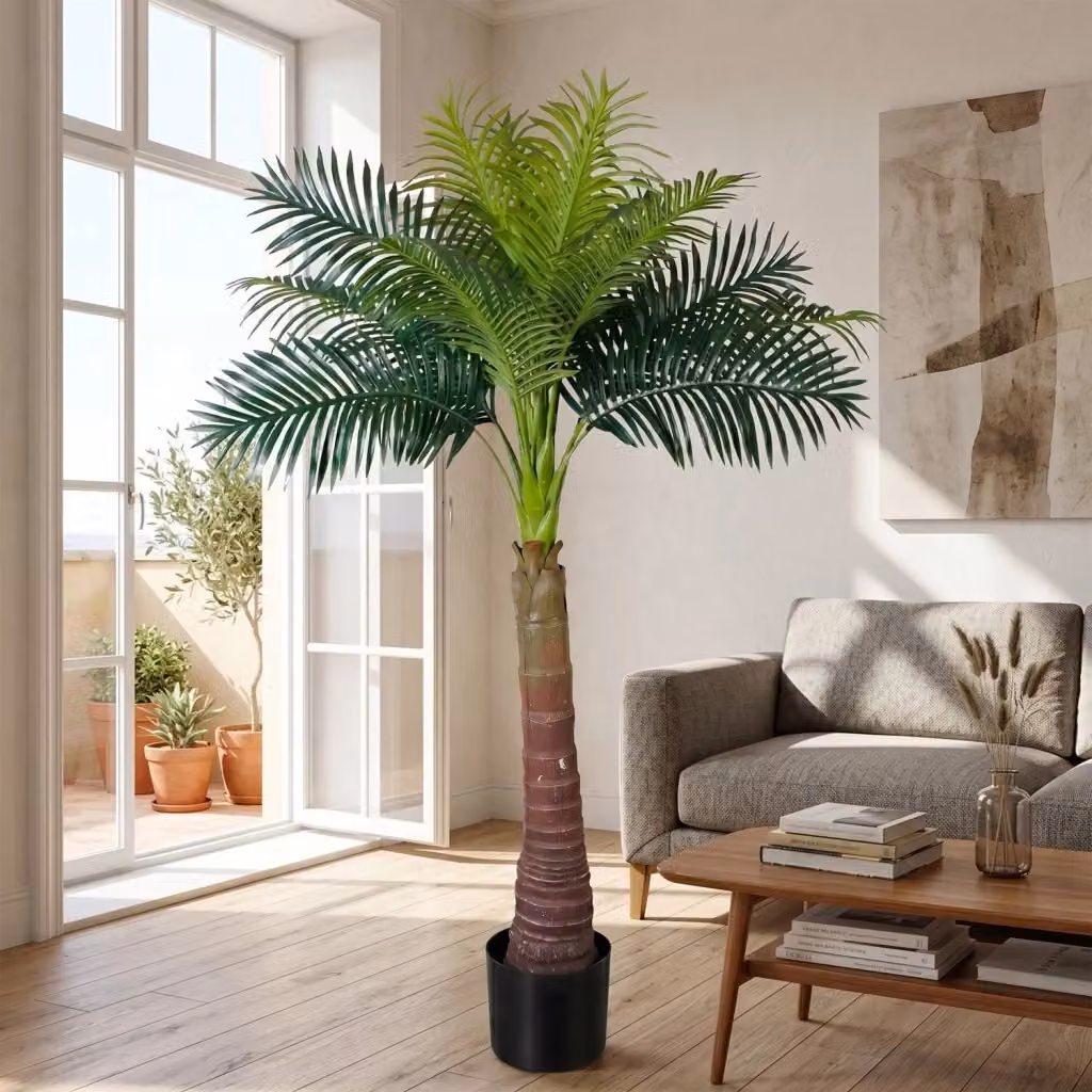 Palma Artificiale Marvin Verde con 16 Foglie Tropicali Realistiche, Pianta Decorativa in Plastica per Interni e Uffici, Altezza: 180 cm – 2
