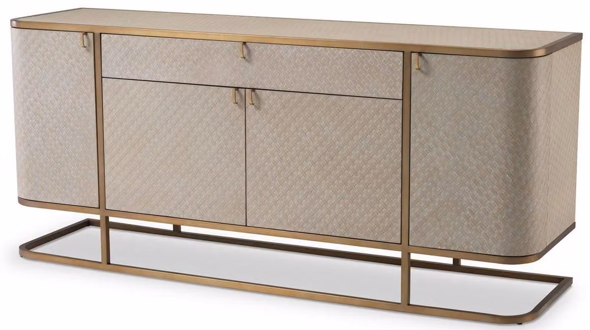Casa Padrino cassettiera con 4 ante e cassetto Colori beige/ottone 170 x 46 x h. 75 cm - Credenza - Mobile - Mobili - Qualità lusso