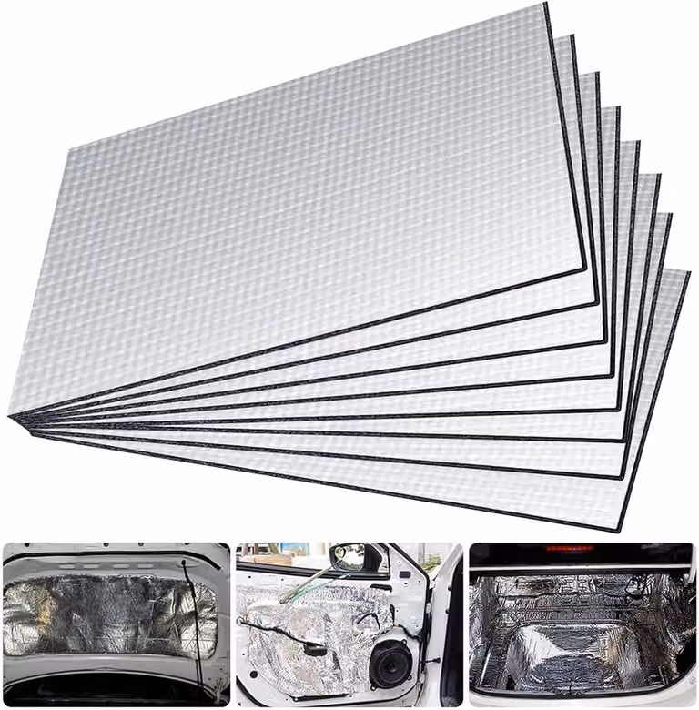 Tappetini isolanti fonoassorbenti in schiuma, dimensioni 250 x 180 x 5 mm, autoadesivi, resistenti al fuoco, resistenti all'umidità, impermeabili, confezione da 8, ideali per