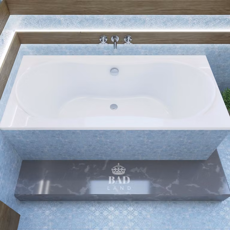 Vasca rettangolare 170x80 con supporto vasca, set di scarico e piedini GRATIS | set completo 4in1 vasca originale in acrilico con sifone | BADLAND LONG