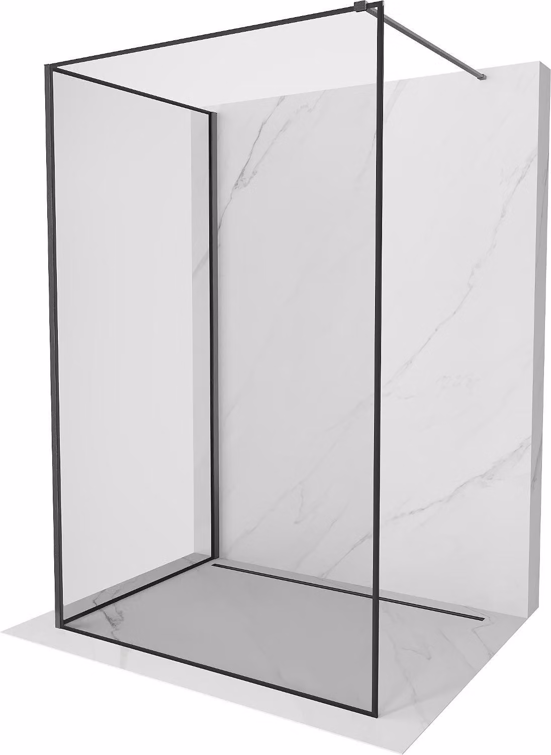 Mexen Kioto parete doccia walk-in 100 x 70 cm, cornice nera, grigio canna di fucile spazzolato - 800-100-212-66-70-070