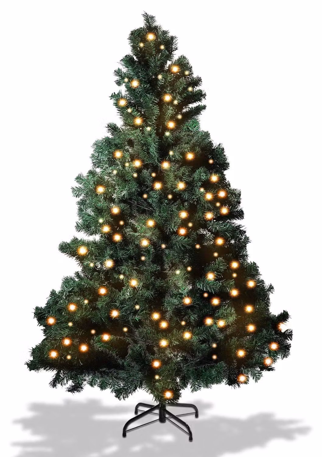 Albero di Natale artificiale Ikodm, altezza 210 cm, con 400 luci LED bianco caldo, realizzato in PVC e metallo, con rami che si aprono automaticamente, colore verde