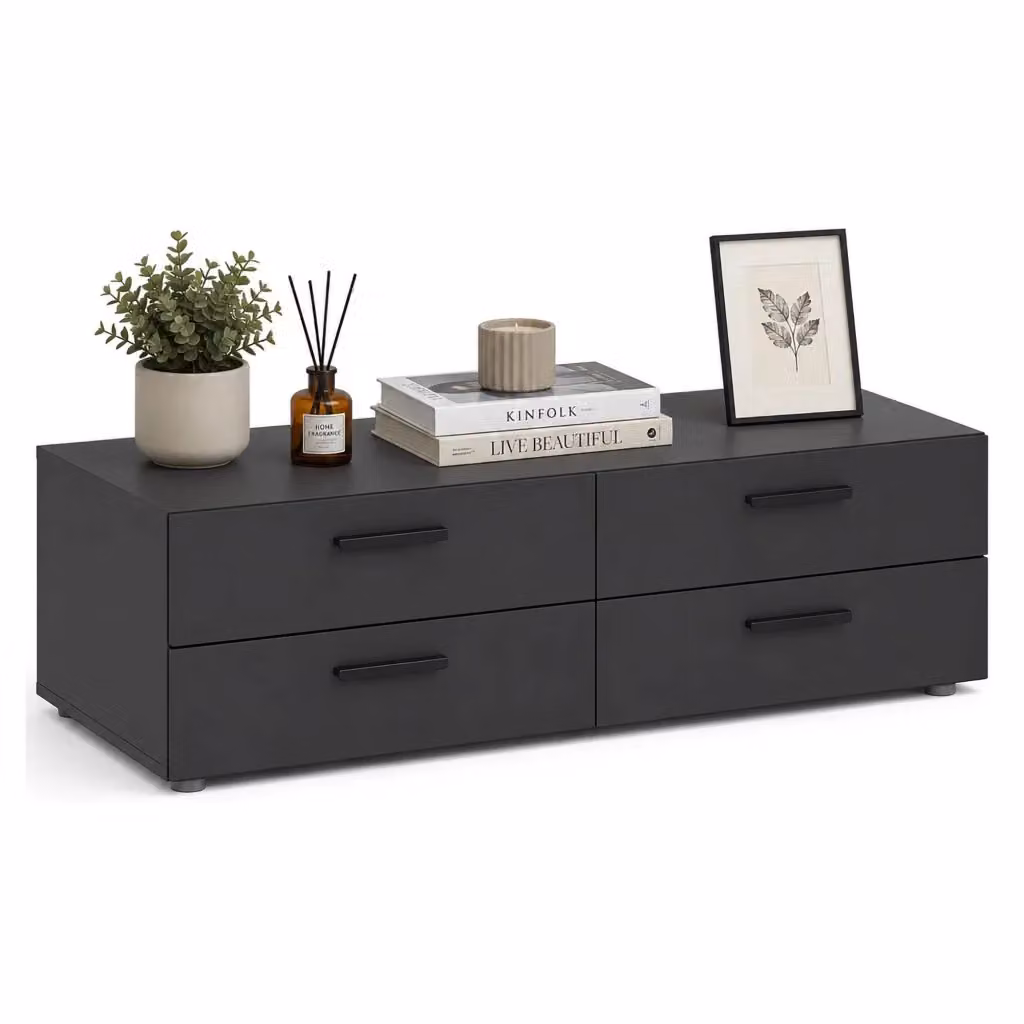 Cassettiera Gignod DMORA con 4 cassetti, Nero Antracite, L: 111 cm, P: 52 cm, H: 35 cm – 2