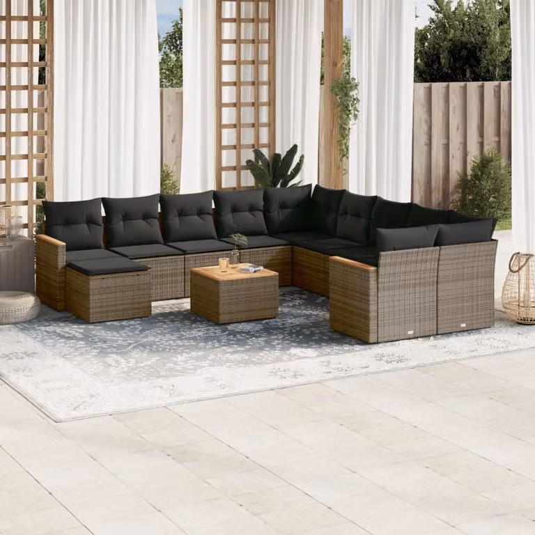 Maison Exclusive - Set Divani da Giardino 12 pz con Cuscini Grigio in Polyrattan