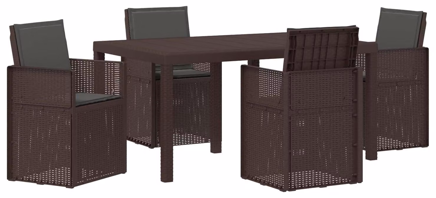 Set da Pranzo per Giardino 5 pcs Marrone e Antracite PP