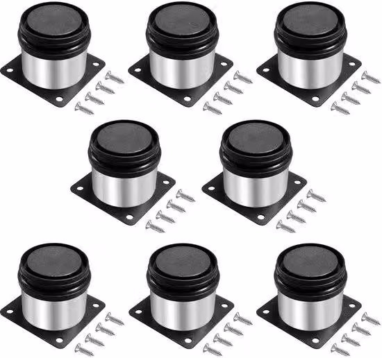 Base in acciaio per scrivania - Set da 8 pezzi - Altezza 5 cm - Acciaio inossidabile - Adatta per tavoli, porte e armadi - Facile da pulire