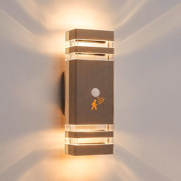 Lampada da parete esterna a LED con sensore di movimento, grado di protezione IP65, attacco GU10, temperatura di colore 3000 K, confezione da 2