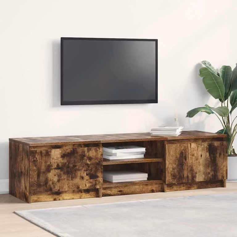 Mobile TV vidaXL in legno multistrato color rovere fumo, L 140 cm x P 40 cm x H 35,5 cm