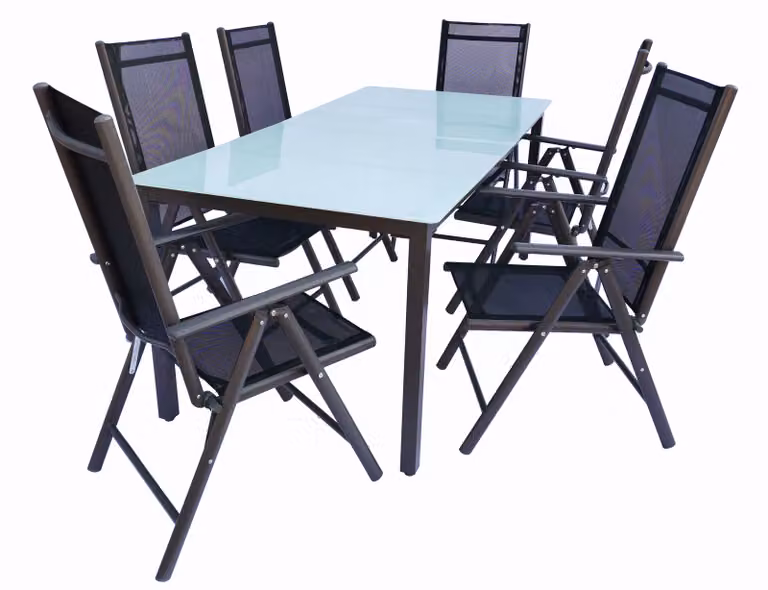 7 parti Set mobili da giardino | gruppo posti a sedere gruppo da pranzo | 1x tavolo, 4x sedie | dimensioni tavolo ca. H. 76 x W. 189 x D. 90 cm | Sedie 189 MA