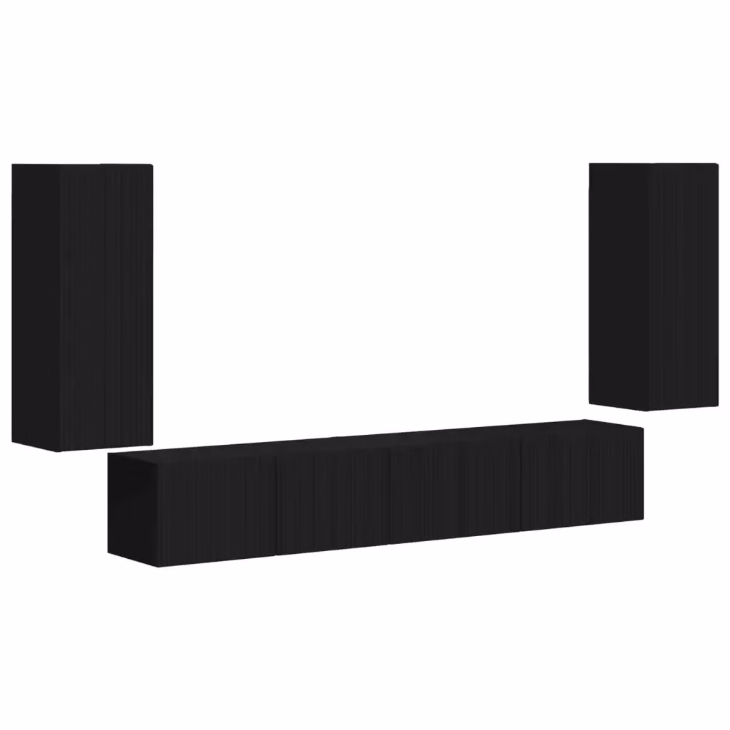Set di 4 mobili TV moderni vidaXL in legno MDF nero da appendere a parete – 2