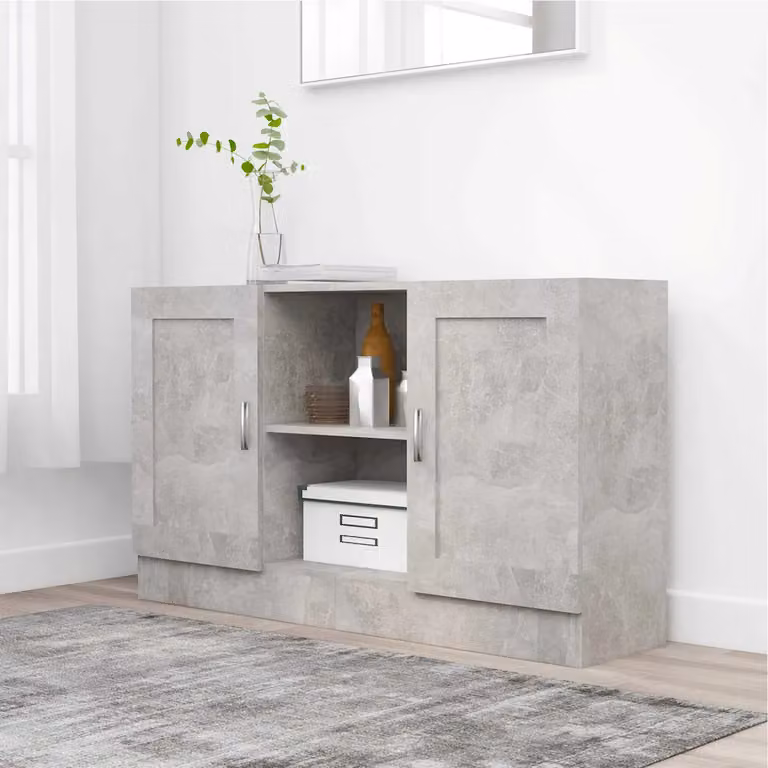 Credenza minimalista vidaXL in legno multistrato e MDF, Grigio, L 120 x P 30,5 x H 70 cm