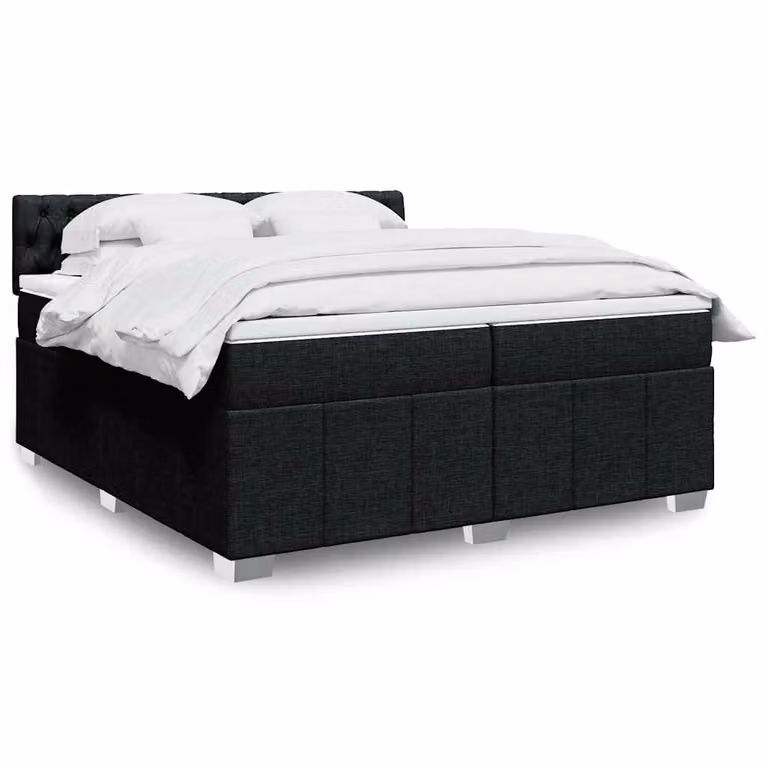 Letto Ibrido vidaXL con Materasso a Molle Insacchettate e Illuminazione Sotto il Letto, Nero e Bianco, 200 x 200 cm