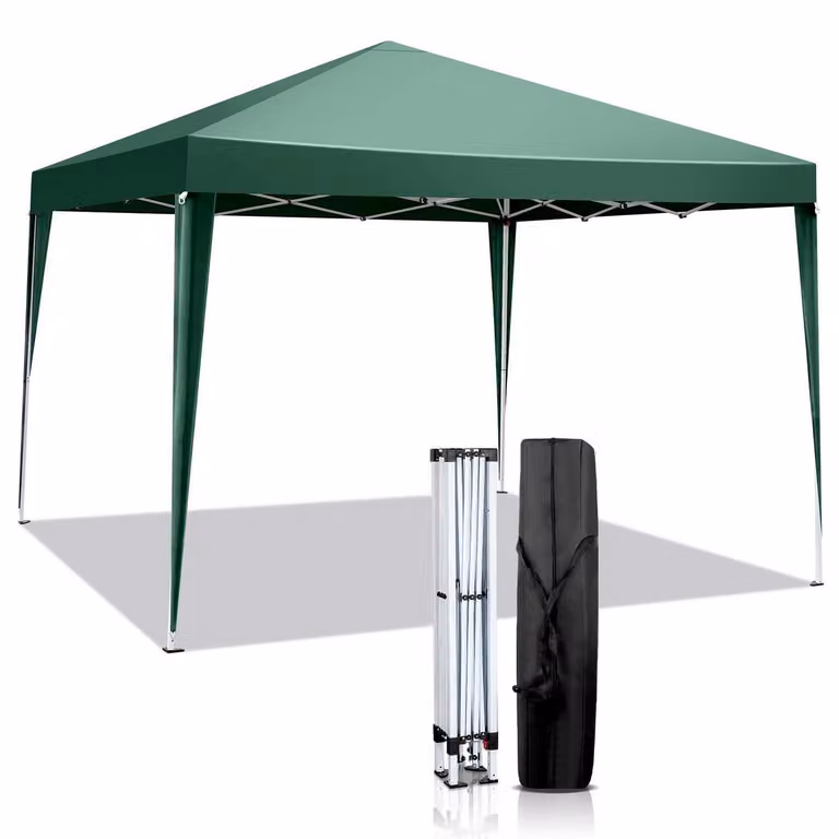 Gazebo pop-up 3x3 metri, stabile, impermeabile, con struttura in acciaio, altezza regolabile, protezione UV 50+, colore verde