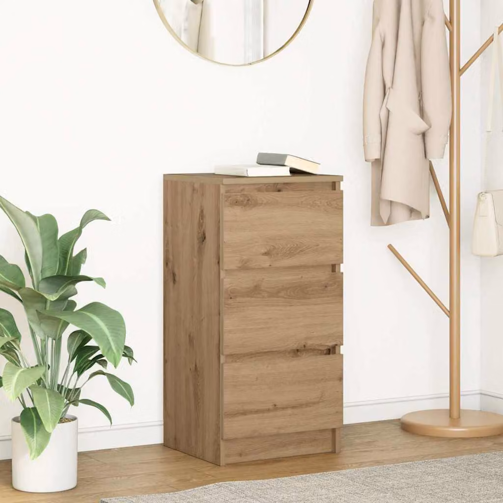 Credenza vidaXL in legno Rovere Marrone, design minimalista, L 37,5 cm x P 35 cm x H 76 cm