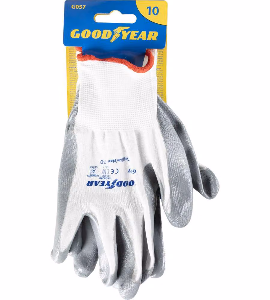 Guanti in nylon e nitrile mod.G057 taglia 10 bianco/grigio Lavoro
